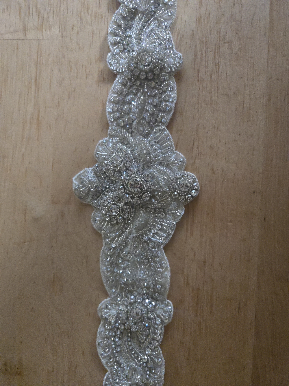 Crystal Beaded Rhinestone Applique Bridal Sash Trim by Bling